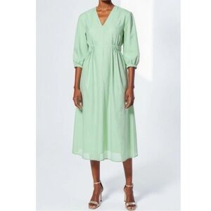 COS Mint Voluminous V-Neck Midi Dress